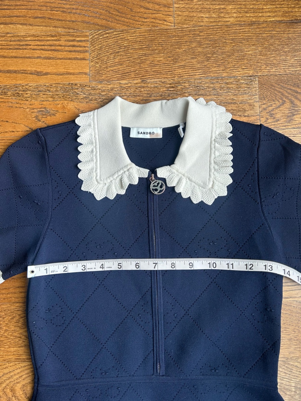 Sandro Scalloped Collar Dress Sz French 38/US 6 - Picture 7 of 14